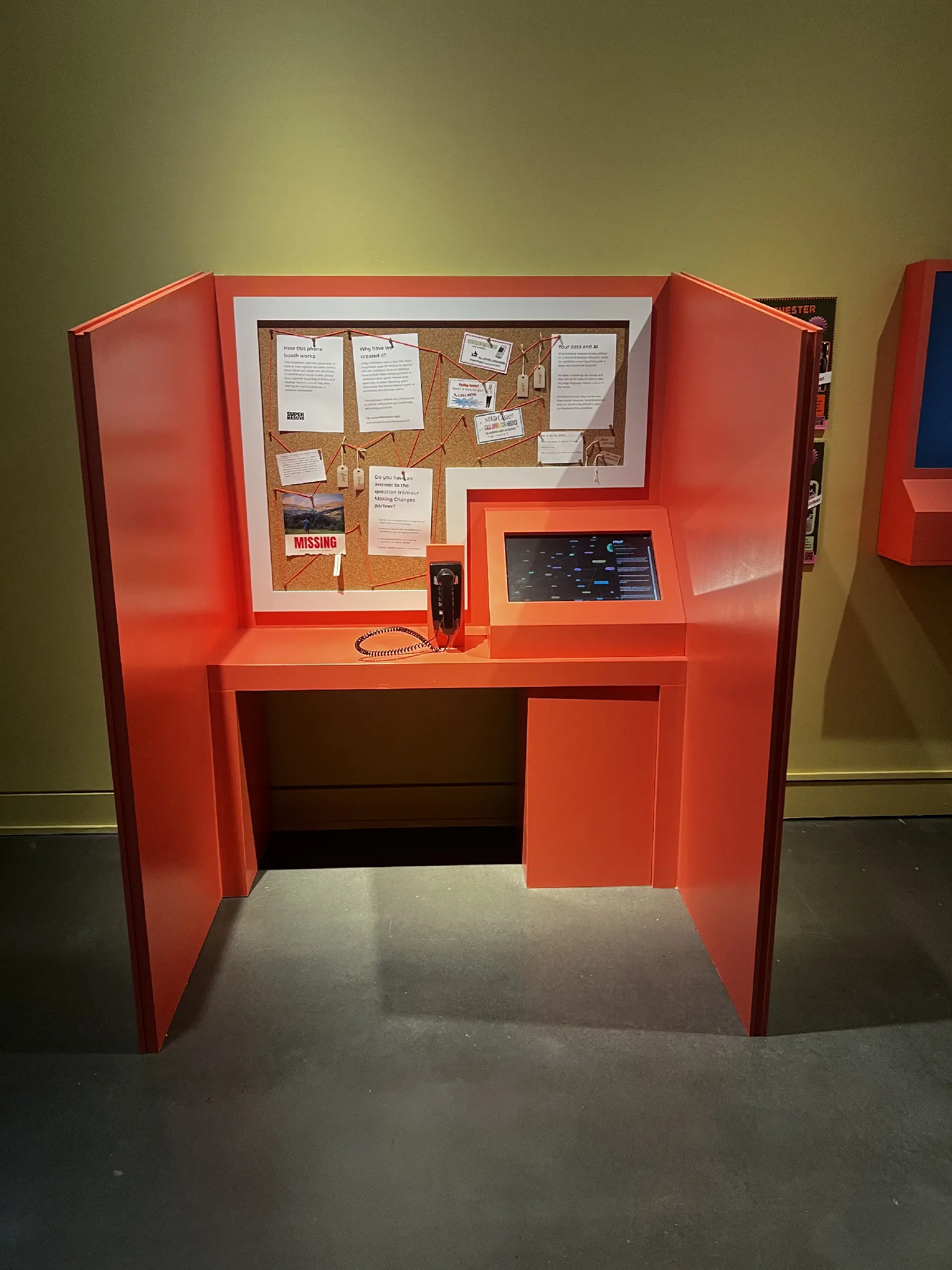 Close-up of the Interactive Feedback Booth hardware and telephone interface