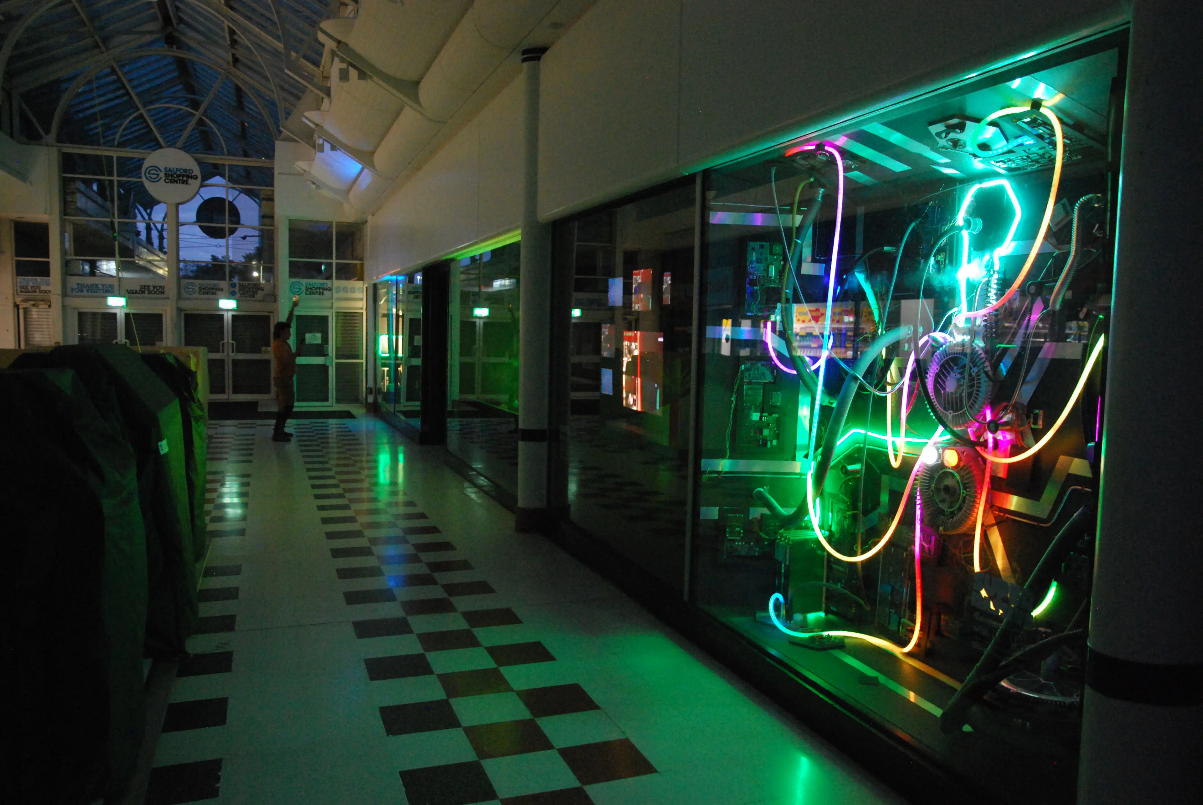 Main Salford installation area showing projection-based interactions across the retail unit